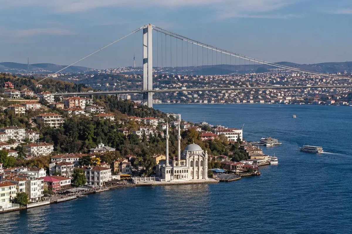 Ortaköy Camii, sahil hattı ve Boğaz Köprüsü — Ortaköy Boğaz hattı